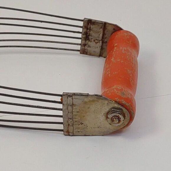 Androck Orange Wood Handle Dough Blender Flour Cutter Farmhouse Decor Kitchen - Picture 4 of 9